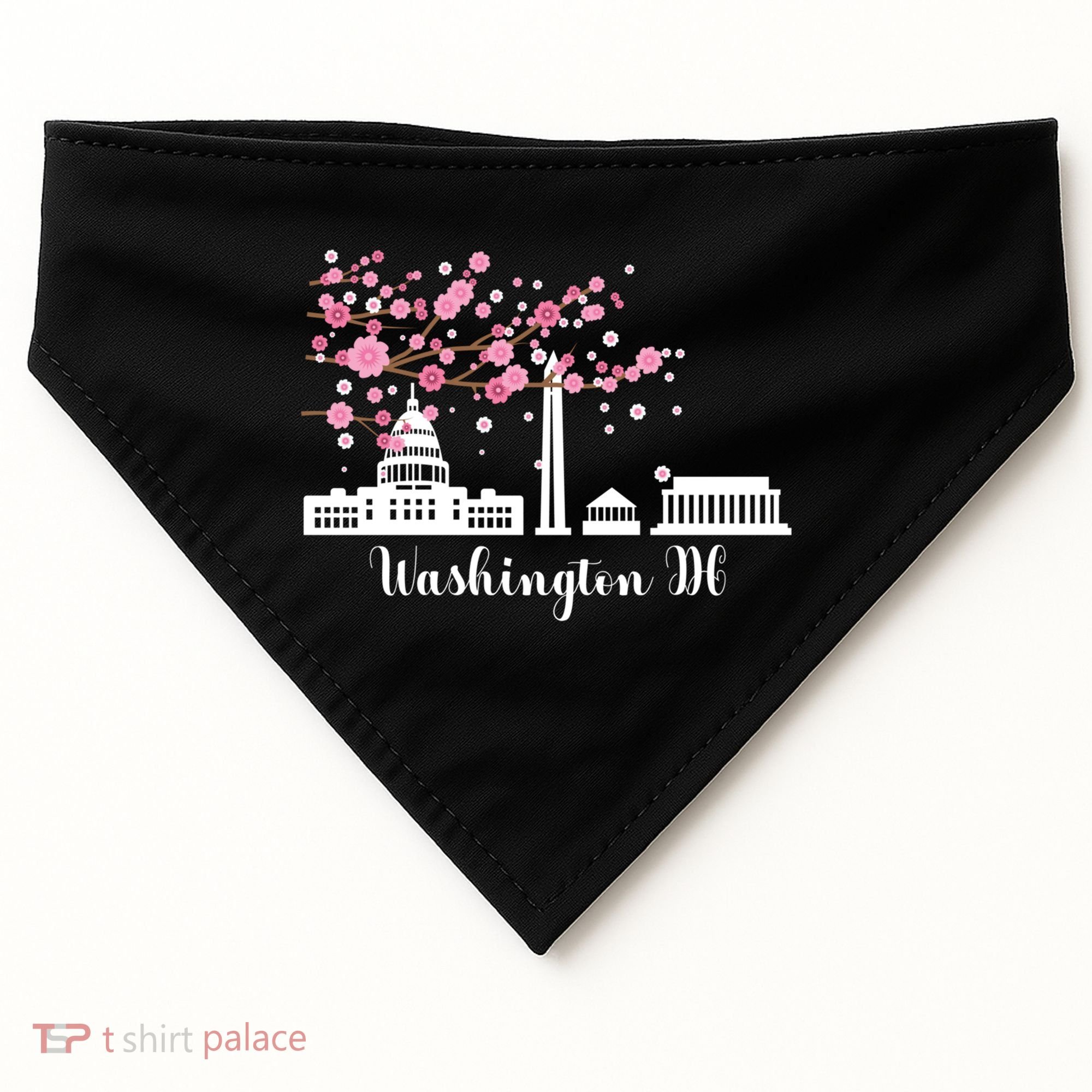 Washington Dc Funny Gift Cherry Blossoms Memorial Monut Meaningful Gift USA-Made Doggie Bandana