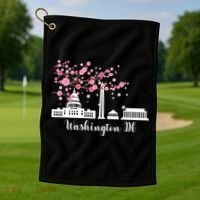 Washington Dc Funny Gift Cherry Blossoms Memorial Monut Meaningful Gift Golf Towel thumb 1