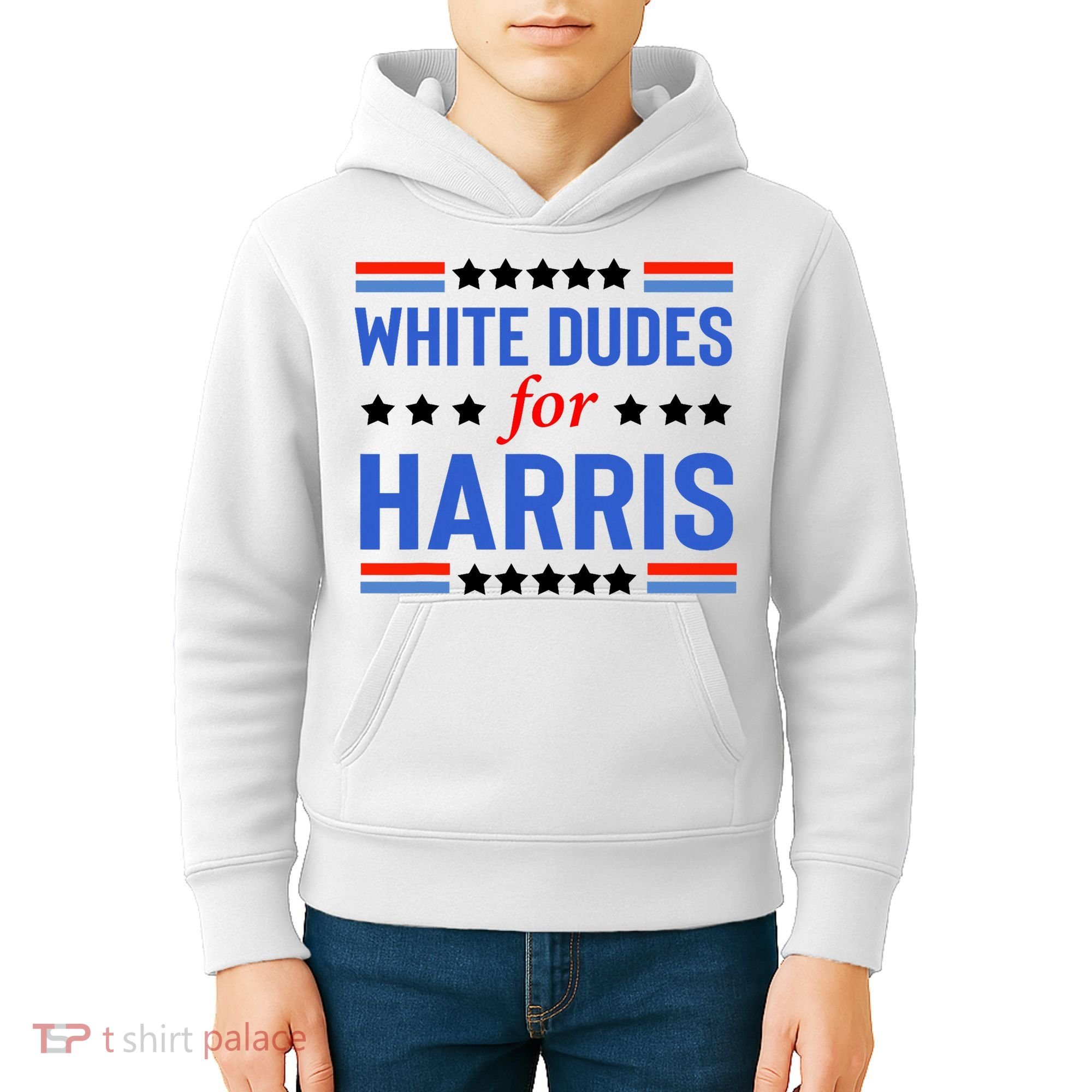 White Dudes For Kamala Harris Kids Hoodie