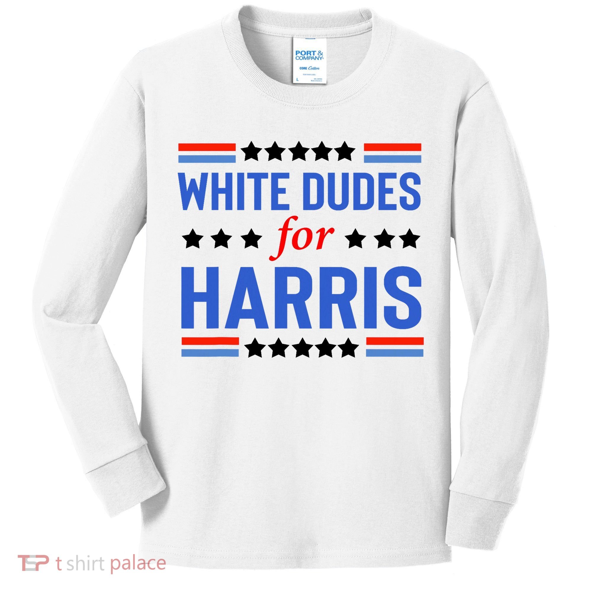 White Dudes For Kamala Harris Kids Long Sleeve Shirt