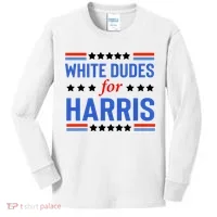 White Dudes For Kamala Harris Kids Long Sleeve Shirt thumb 0