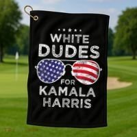 White Dudes For Kamala Harris Sunglasses Golf Towel thumb 1