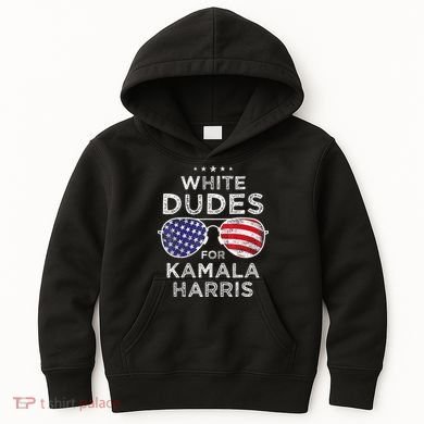 White Dudes For Kamala Harris Sunglasses Kids Hoodie