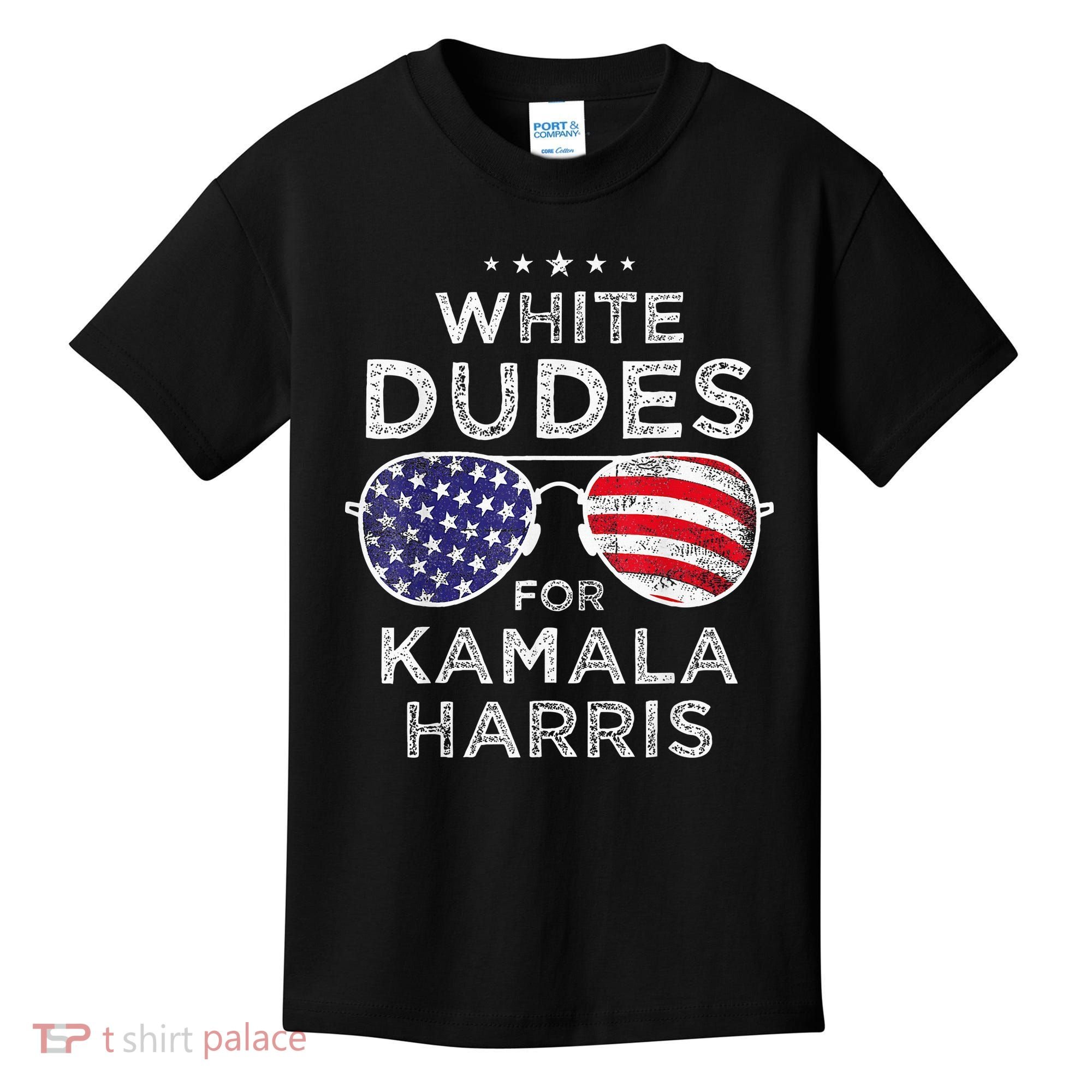 White Dudes For Kamala Harris Sunglasses Kids T-Shirt
