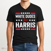 White Dudes For Harris 2024 For President V-Neck T-Shirt thumb 2