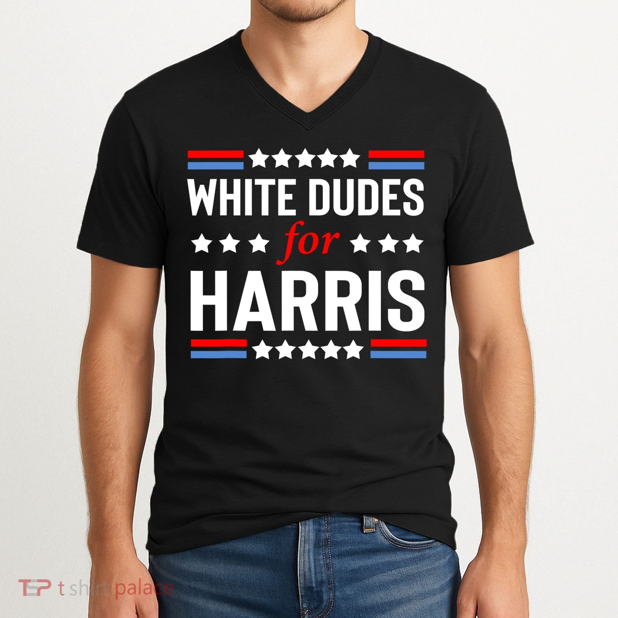 White Dudes For Harris 2024 For President V-Neck T-Shirt