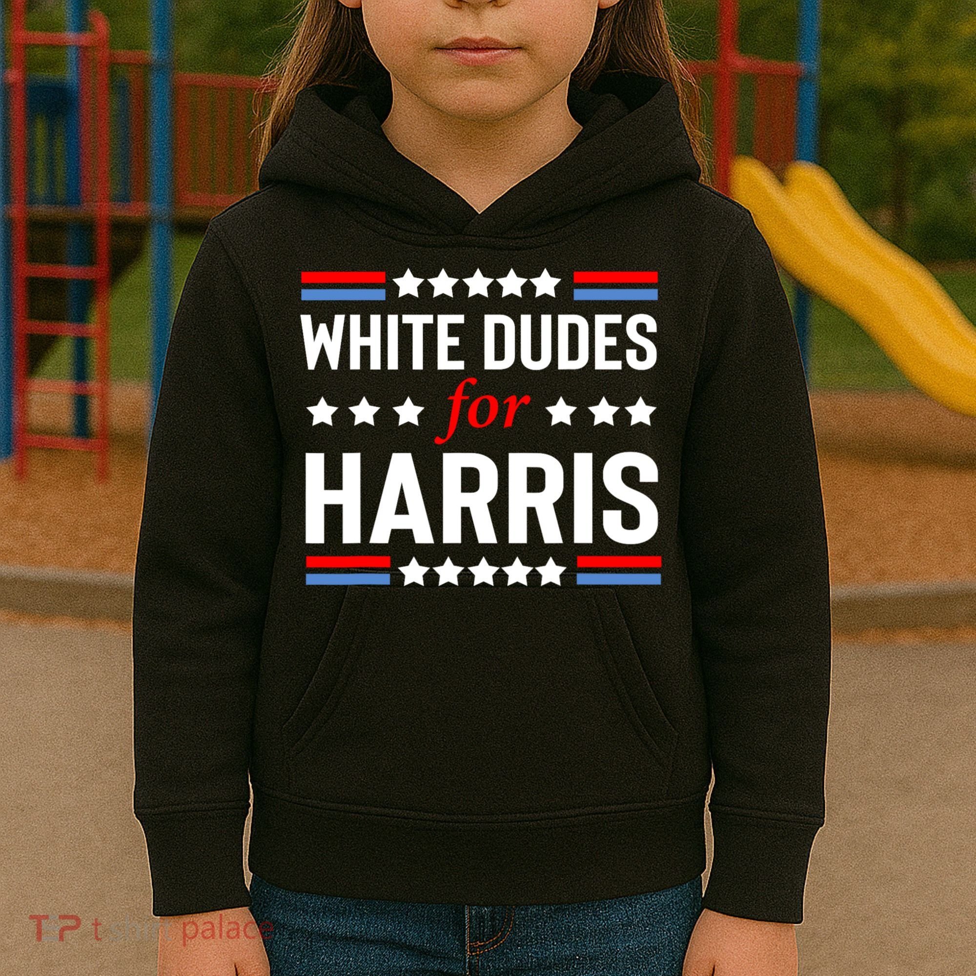 White Dudes For Harris 2024 For President Kids Hoodie