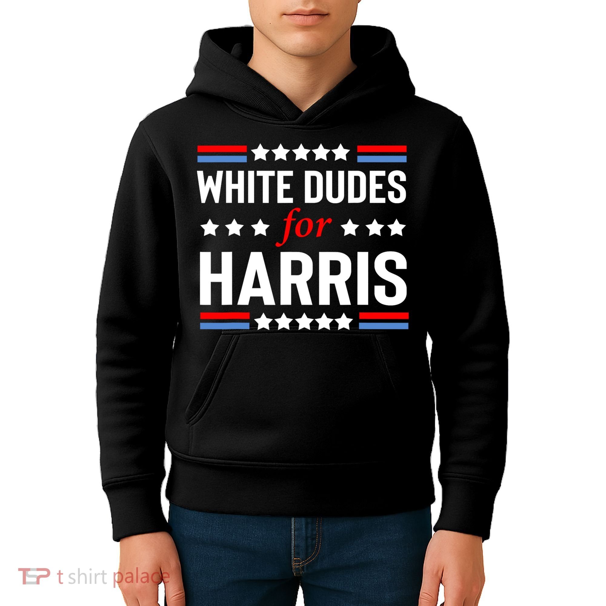 White Dudes For Harris 2024 For President Kids Hoodie
