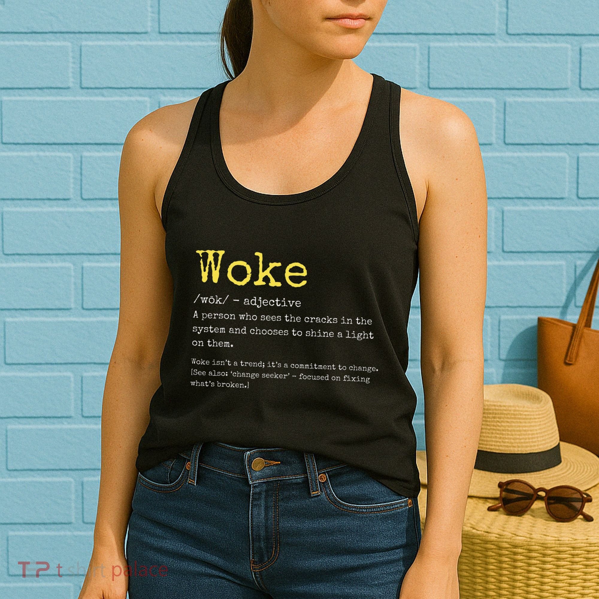Woke Definition Funny New Thinking Politically Informed Women's Tank Top