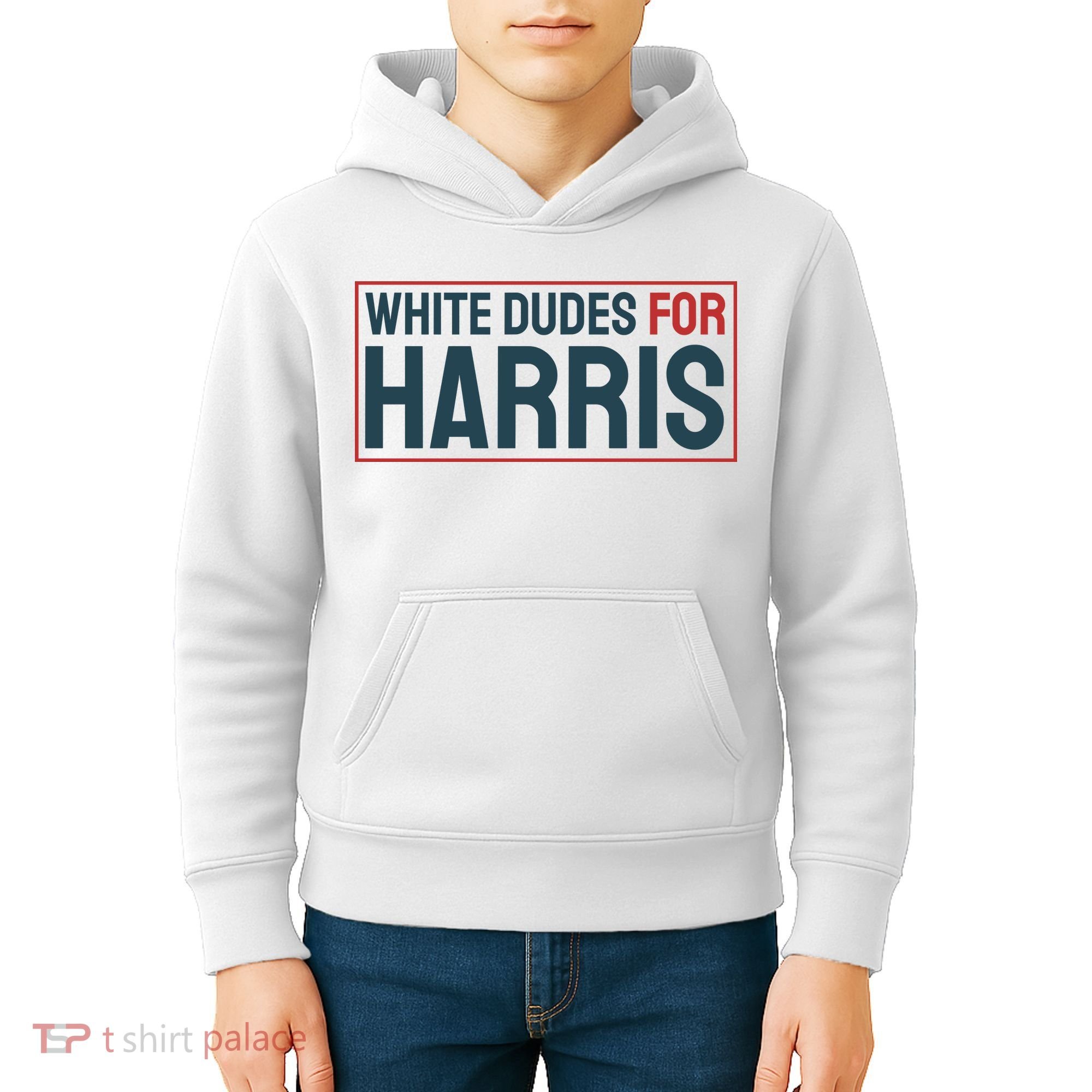 White Dudes For Harris 2024 Kids Hoodie