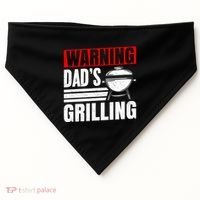Warning DadS Grilling FatherS Day Graphic USA-Made Doggie Bandana thumb 0
