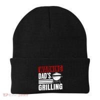 Warning DadS Grilling FatherS Day Graphic Beanie thumb 0