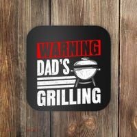 Warning DadS Grilling FatherS Day Graphic Coaster thumb 0