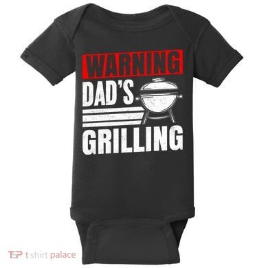 Warning DadS Grilling FatherS Day Graphic Baby Bodysuit