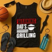 Warning DadS Grilling FatherS Day Graphic Tank Top thumb 4
