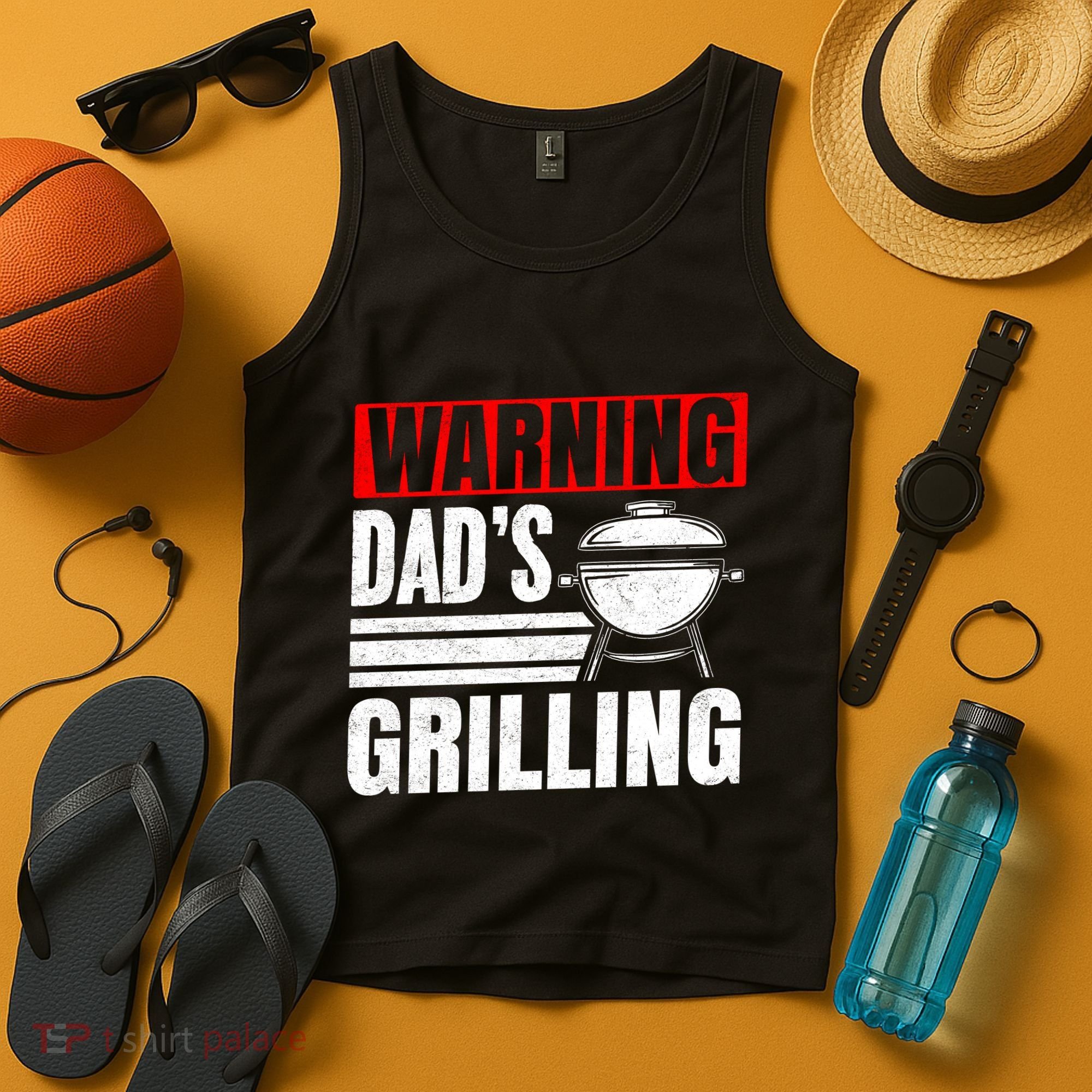 Warning DadS Grilling FatherS Day Graphic Tank Top