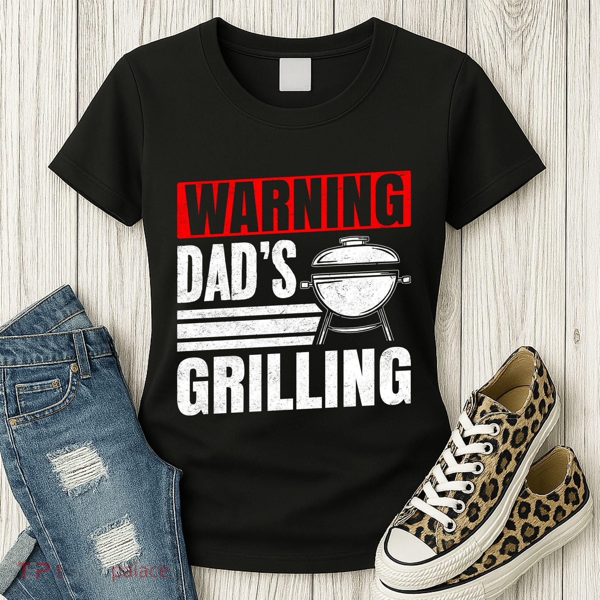 Warning DadS Grilling FatherS Day Graphic Women's T-Shirt