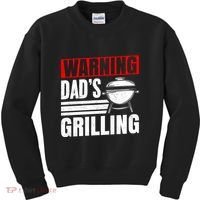 Warning DadS Grilling FatherS Day Graphic Kids Sweatshirt thumb 0