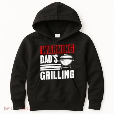 Warning DadS Grilling FatherS Day Graphic Kids Hoodie