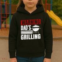 Warning DadS Grilling FatherS Day Graphic Kids Hoodie thumb 3