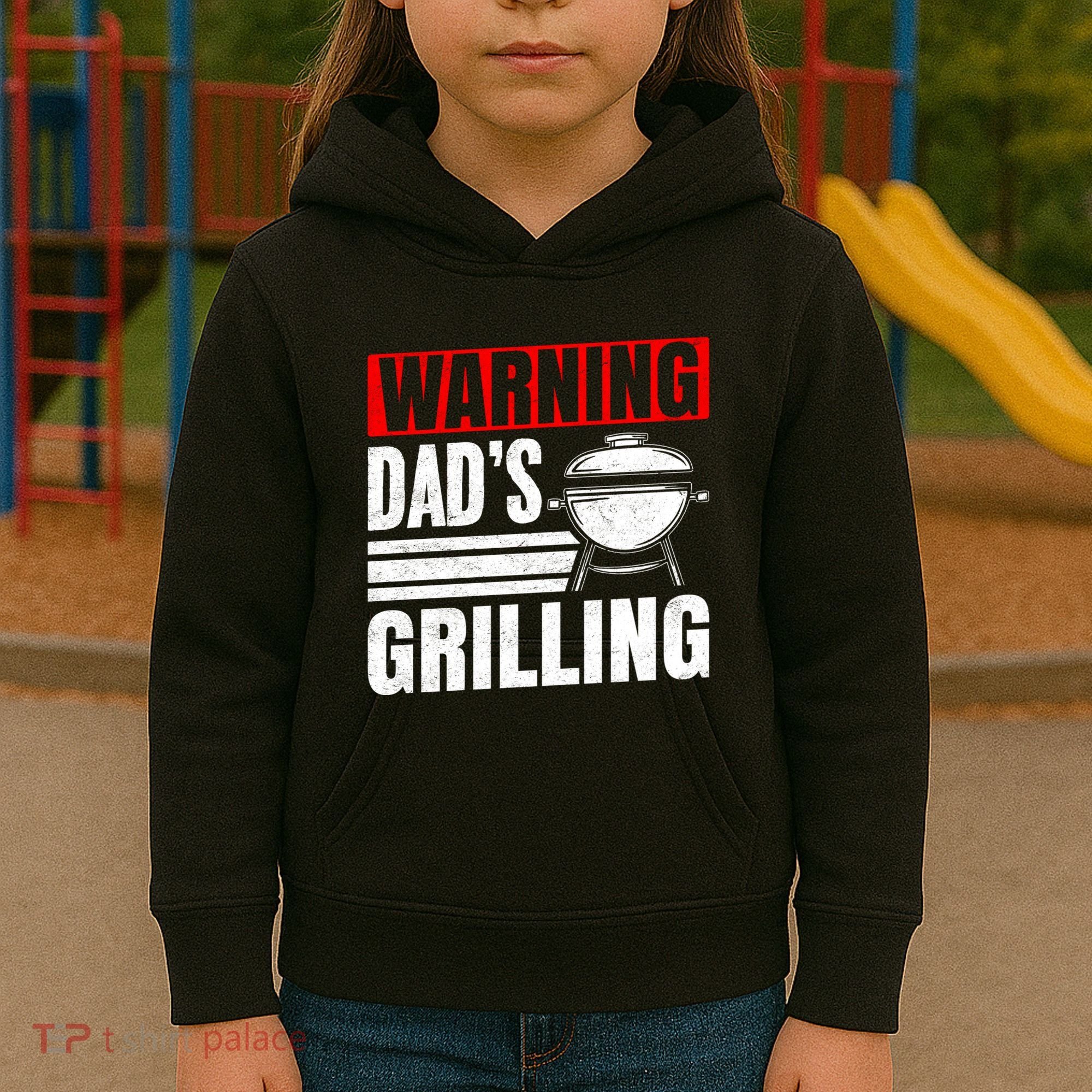 Warning DadS Grilling FatherS Day Graphic Kids Hoodie