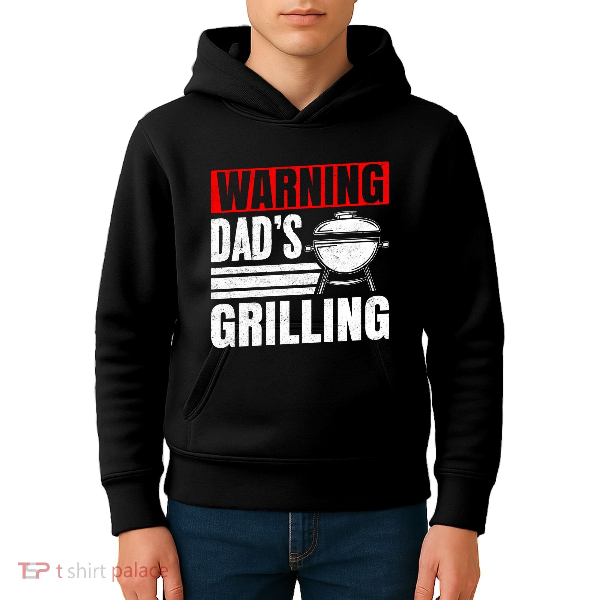 Warning DadS Grilling FatherS Day Graphic Kids Hoodie