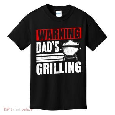 Warning DadS Grilling FatherS Day Graphic Kids T-Shirt