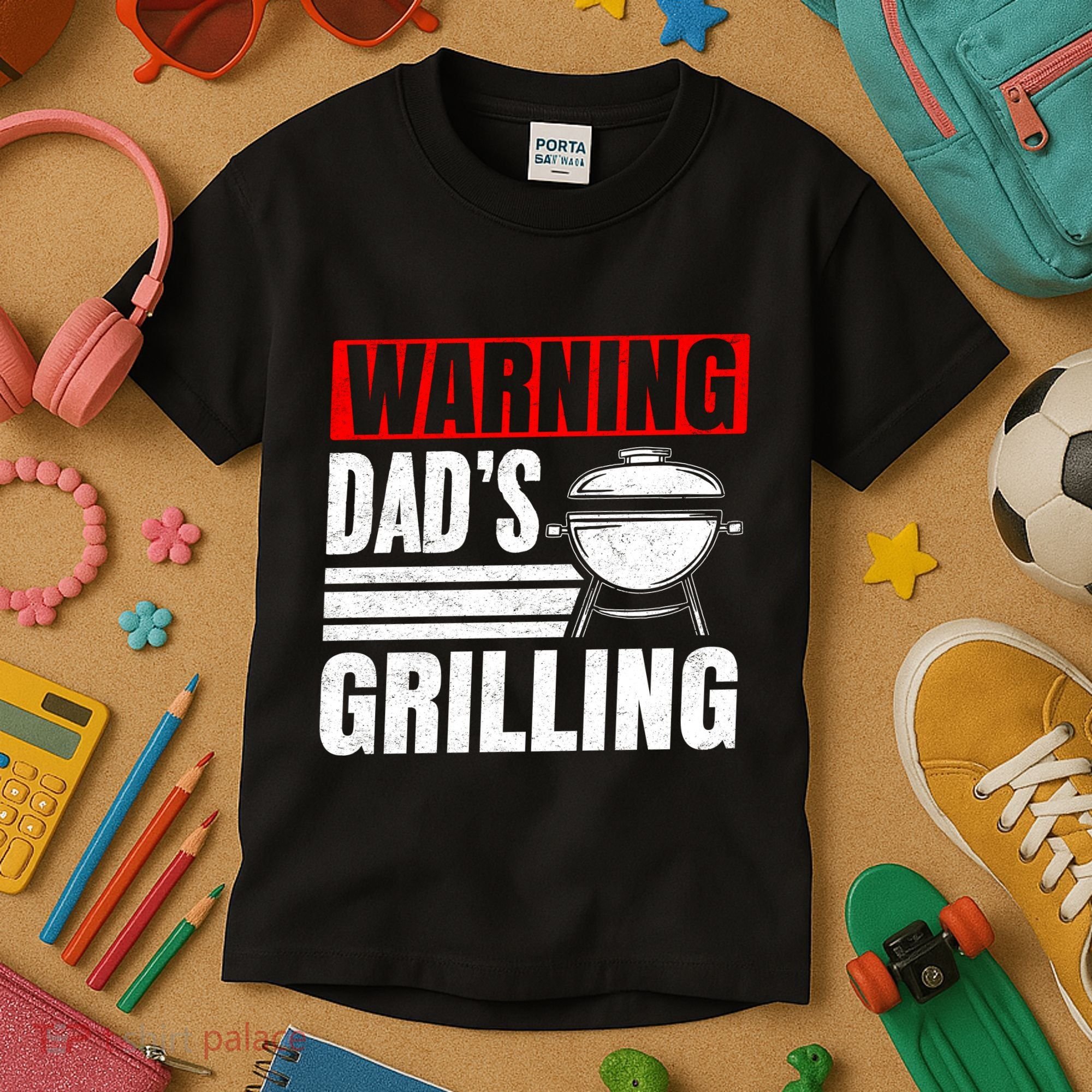 Warning DadS Grilling FatherS Day Graphic Kids T-Shirt