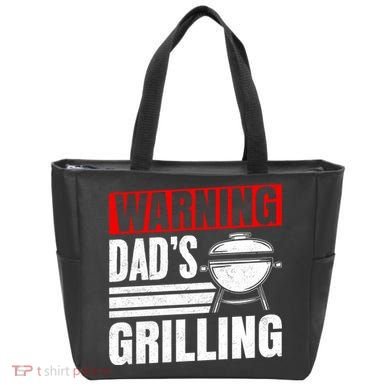 Warning DadS Grilling FatherS Day Graphic Tote Bag
