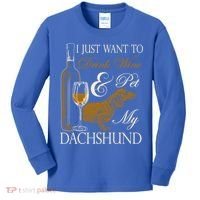 Wine Dachshund Great Gift Kids Long Sleeve Shirt thumb 0