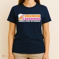 Wo Drunkin Grownups Adult Party Sarcastic Gift Drinking V-Neck T-Shirt thumb 4