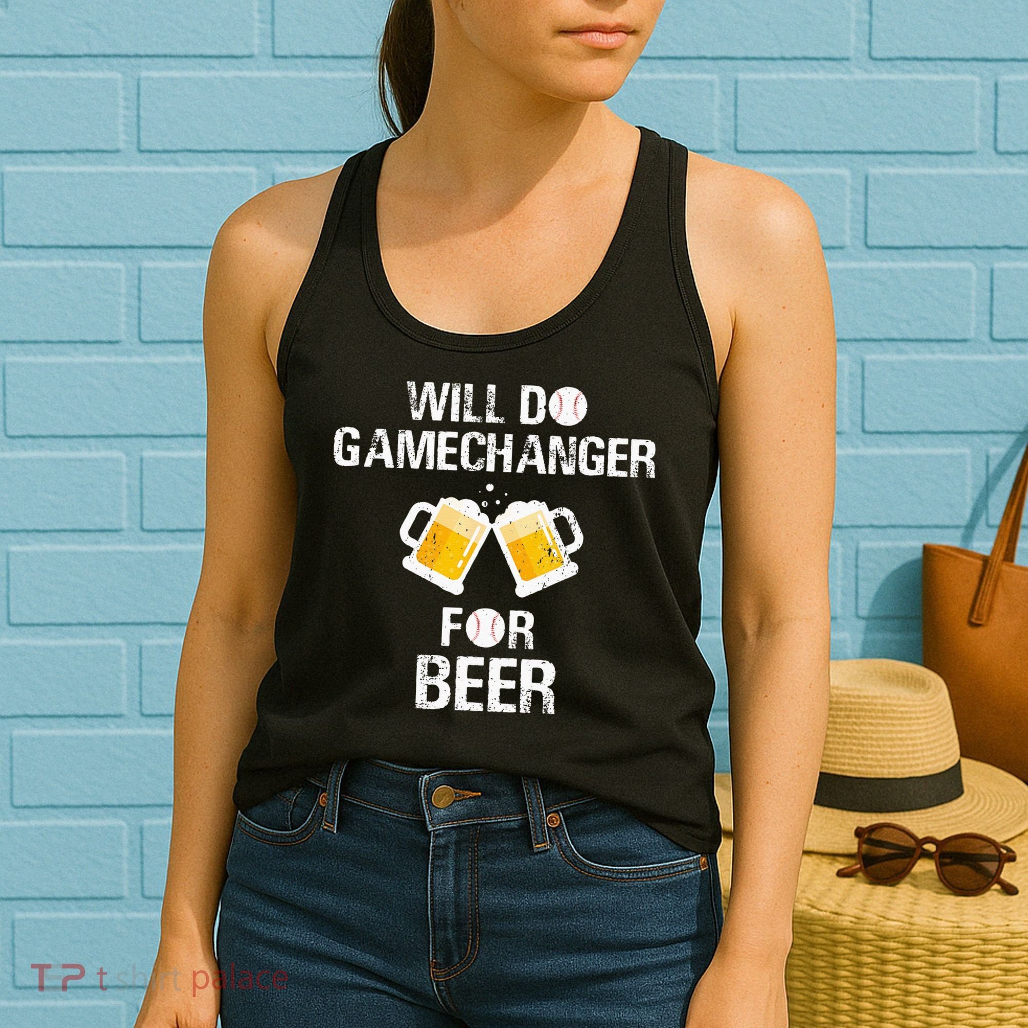 Will Do Gamechanger For Beer Funny Baseball Women's Tank Top