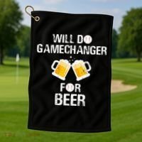 Will Do Gamechanger For Beer Funny Baseball Golf Towel thumb 1