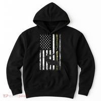 Whitetail Deer Hunting Hunter Elk Buck Camo American Flag  Hoodie thumb 0