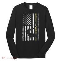 Whitetail Deer Hunting Hunter Elk Buck Camo American Flag  Long Sleeve Shirt thumb 0