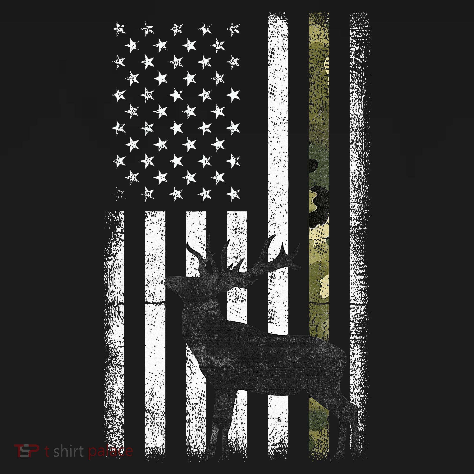 Whitetail Deer Hunting Hunter Elk Buck Camo American Flag  Sweatshirt