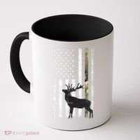 Whitetail Deer Hunting Hunter Elk Buck Camo American Flag  Coffee Mug thumb 0