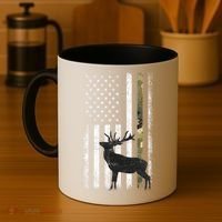 Whitetail Deer Hunting Hunter Elk Buck Camo American Flag  Coffee Mug thumb 4