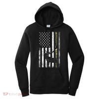Whitetail Deer Hunting Hunter Elk Buck Camo American Flag  Women's Hoodie thumb 0