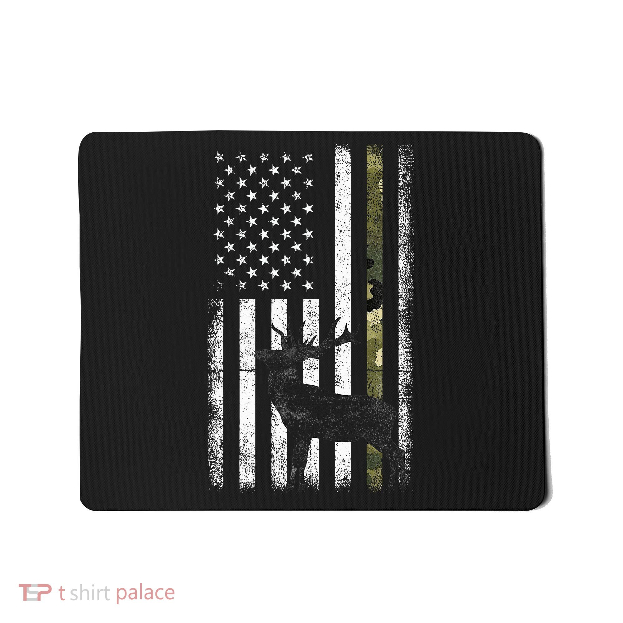 Whitetail Deer Hunting Hunter Elk Buck Camo American Flag  Mousepad