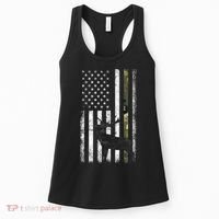Whitetail Deer Hunting Hunter Elk Buck Camo American Flag  Women's Tank Top thumb 0