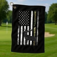 Whitetail Deer Hunting Hunter Elk Buck Camo American Flag  Golf Towel thumb 1