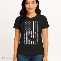 Whitetail Deer Hunting Hunter Elk Buck Camo American Flag  Women's T-Shirt thumb 4