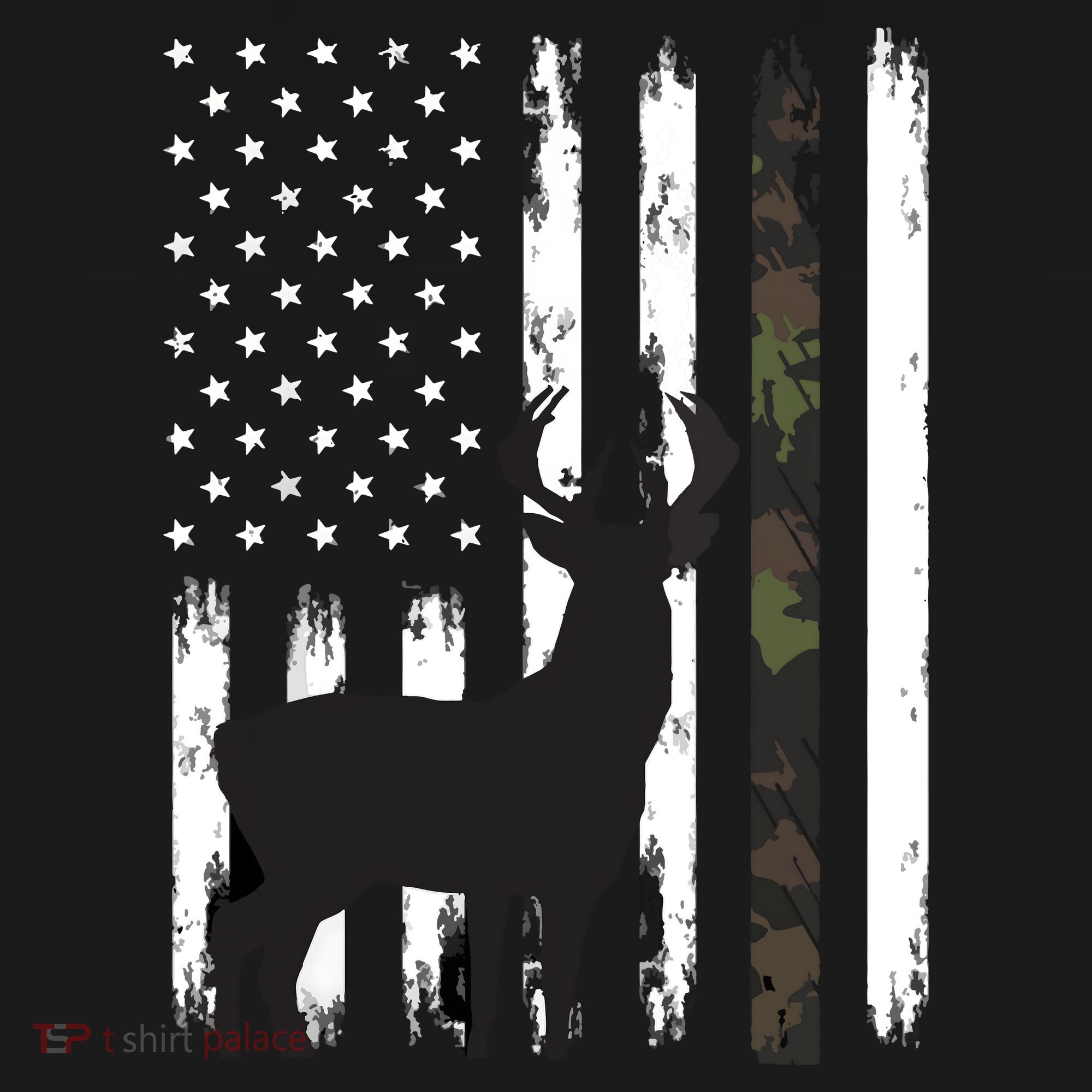 Whitetail Deer Hunting Hunter Gifts Buck Camo American T-Shirt