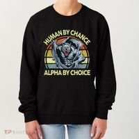 Wolf Dad Human By Chance Alpha By Choice Funny Daddy Papa Women's Sweatshirt thumb 0