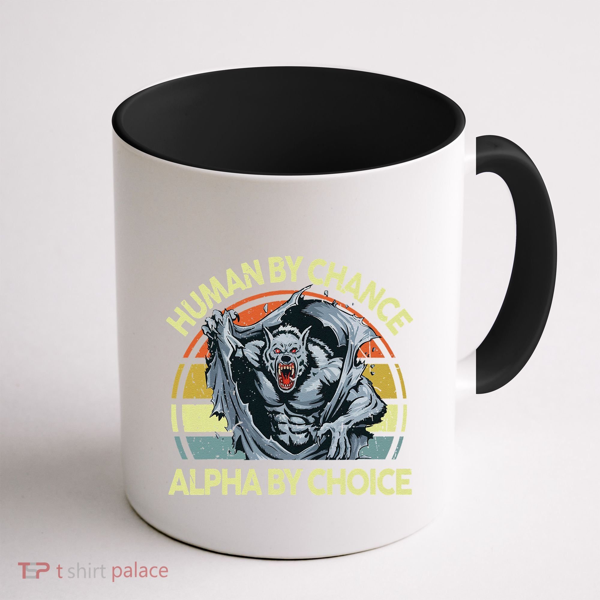 Wolf Dad Human By Chance Alpha By Choice Funny Daddy Papa Coffee Mug