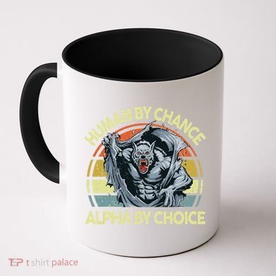 Wolf Dad Human By Chance Alpha By Choice Funny Daddy Papa Coffee Mug