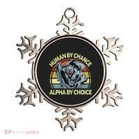 Wolf Dad Human By Chance Alpha By Choice Funny Daddy Papa Ornament thumb 0