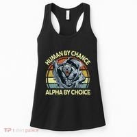 Wolf Dad Human By Chance Alpha By Choice Funny Daddy Papa Women's Tank Top thumb 0
