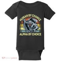 Wolf Dad Human By Chance Alpha By Choice Funny Daddy Papa Baby Bodysuit thumb 0
